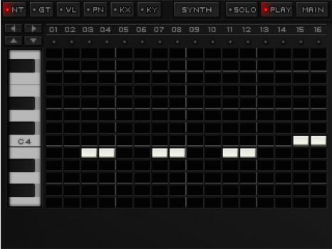 L'écran de saisie des notes sur un des synthés